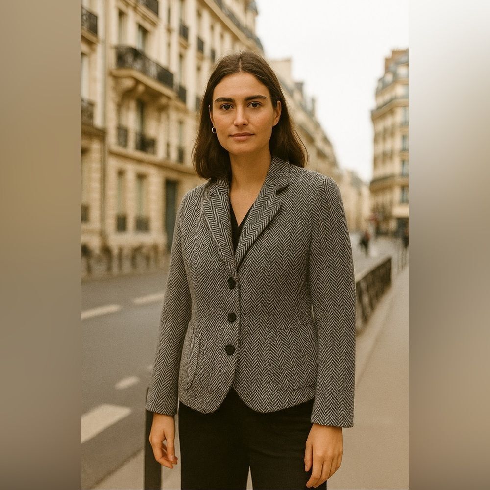 J Crew Herringbone Tweed Wool Blazer M